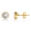 9ct Yellow Gold 6mm Round Bezel Set Cubic Zirconia Stud Earrings - IE1046