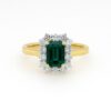 9ct Yellow Gold Radiant Cut Emerald & 1.05ct Diamond Halo Ring – Lab-Grown