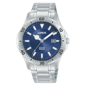 Lorus Gents Solar Powered Stainless Steel 100M WR Watch - RX3978AX-9 CASIO Lorus Gents Solar Powered Stainless Steel 100M WR Watch - RX3978AX-9 CASIO