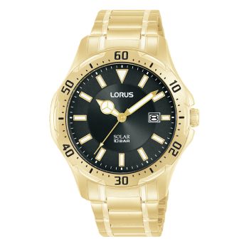 Lorus Gents Solar Powered Stainless Steel Gold Tone 100M WR Watch - RX398AX-9 CASIO 