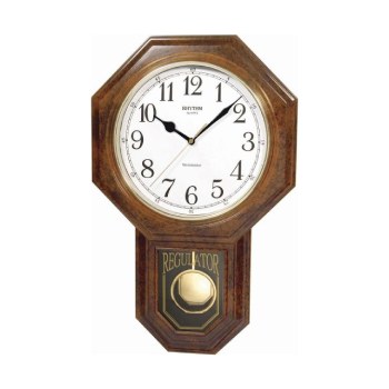 Rhythm Westminster Regulator Wall Clock Wood Grain Plastic Case - CMJ443NR06 Seiko 