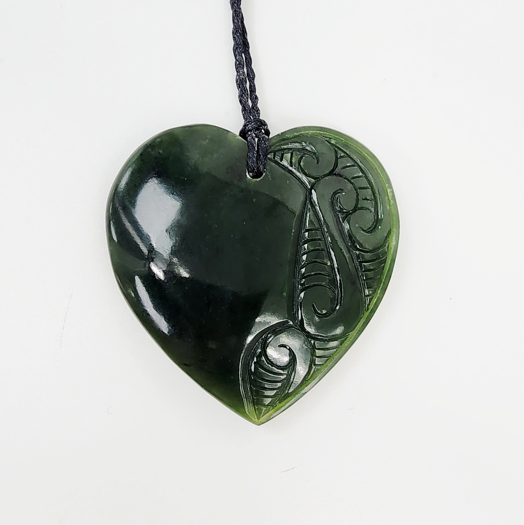 New Zealand Pounamu Engraved Heart Necklace - HPN340.88 Greenstone?Jewellery 