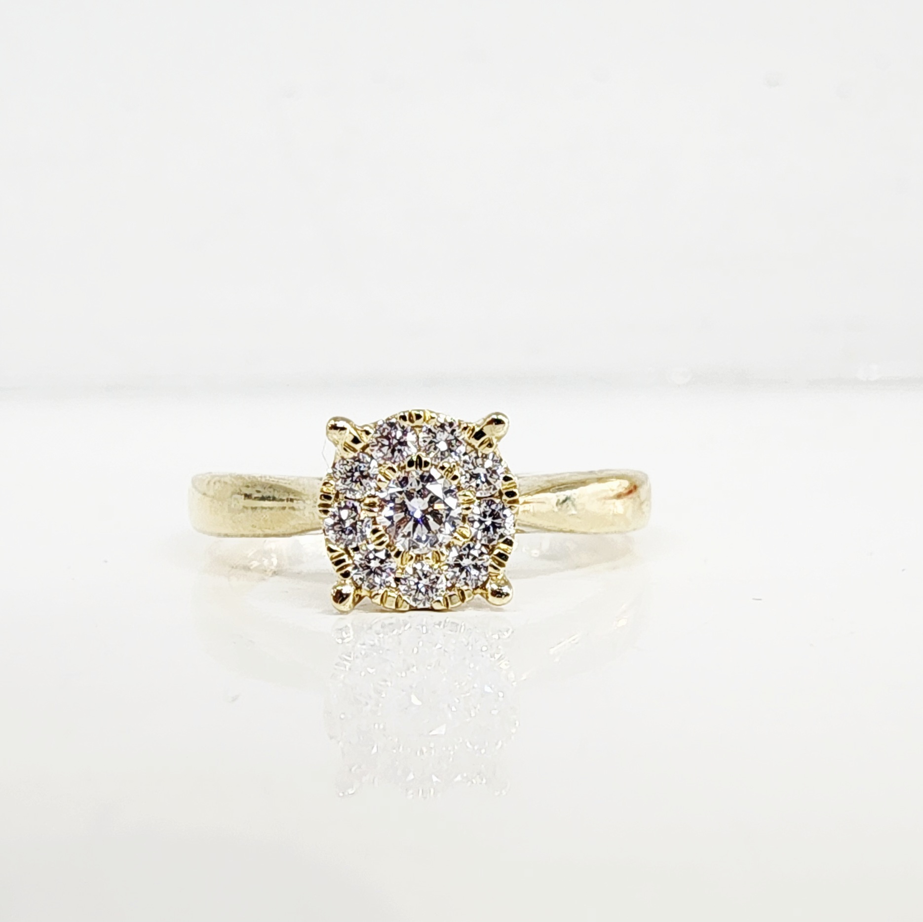 9ct Yellow Gold Lab Grown Diamond Cluster Engagement Ring 0.28ct TDW EF/VS - AURG1112 Gold Earrings 9ct Yellow Gold Lab Grown Diamond Cluster Engagement Ring 0.28ct TDW EF/VS - AURG1112 Gold Earrings