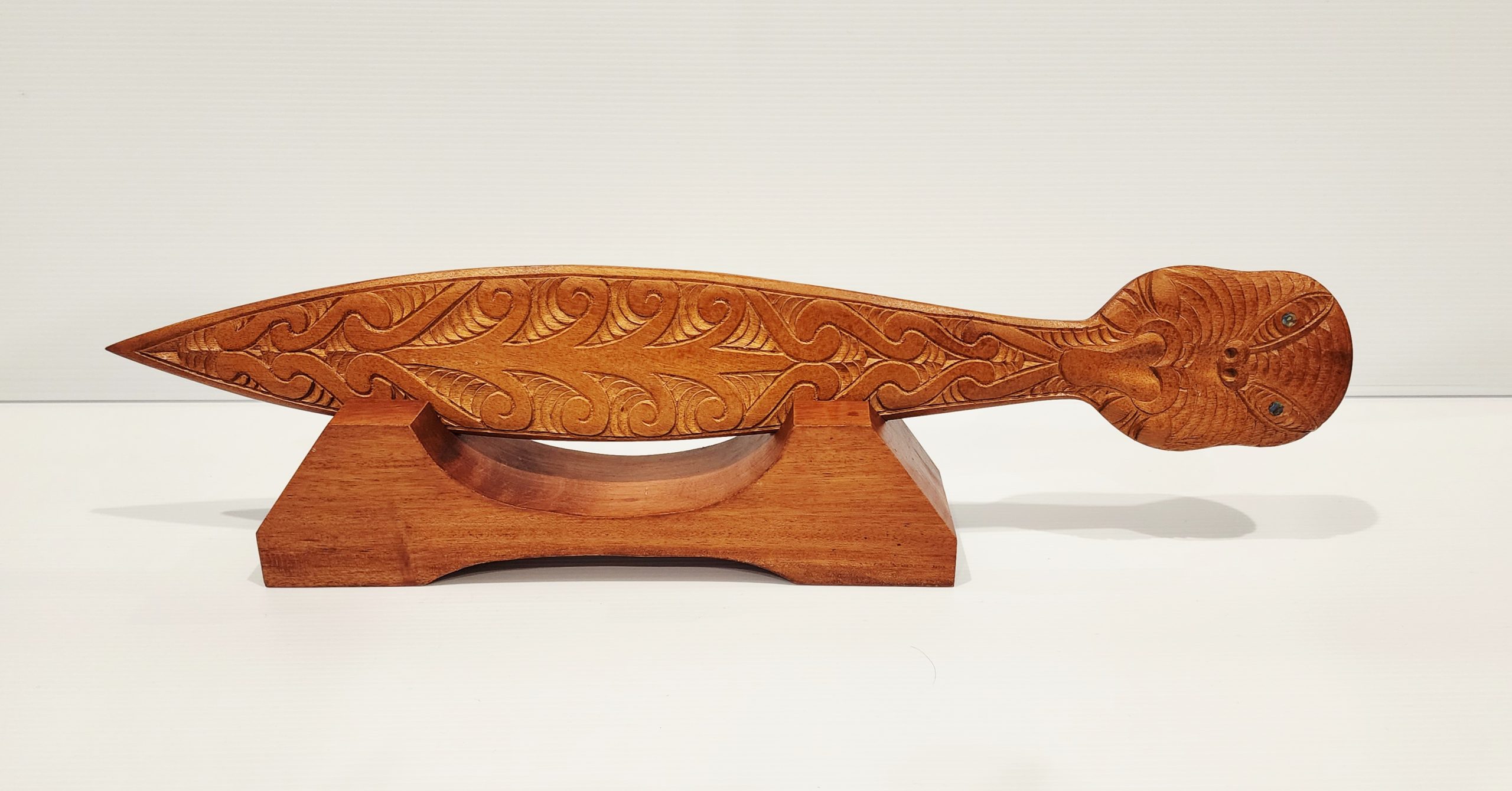 Wooden Hand Carved Paddle on Stand - WA018  