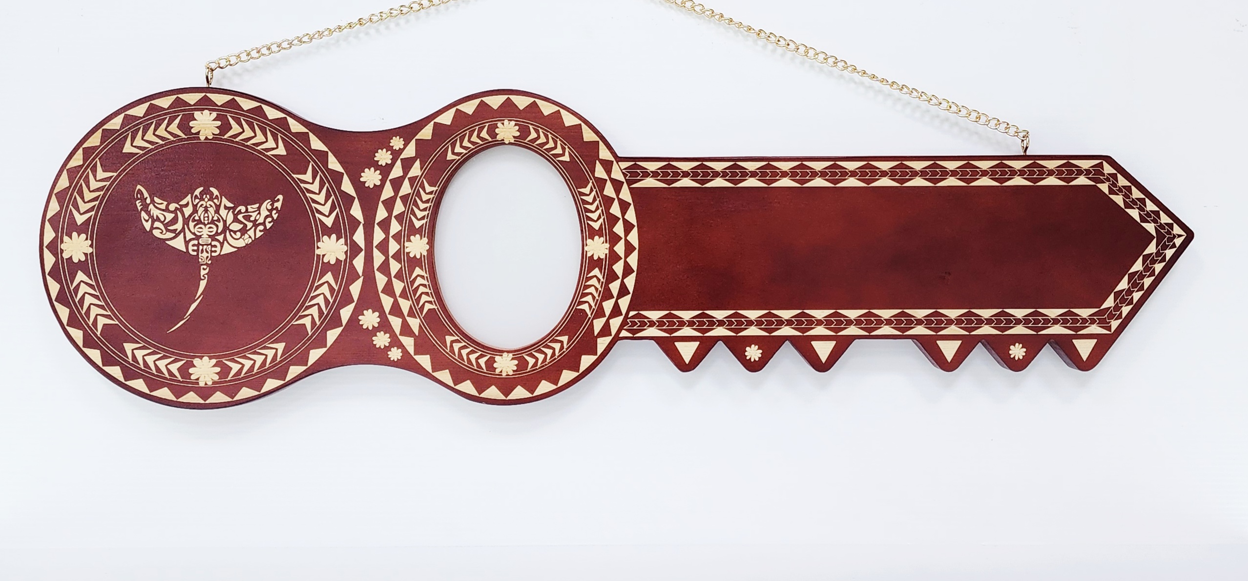 Island Design Wooden Birthday Key with "Stingray" Laser Engraved  – SJ2514DB 21st Keys 