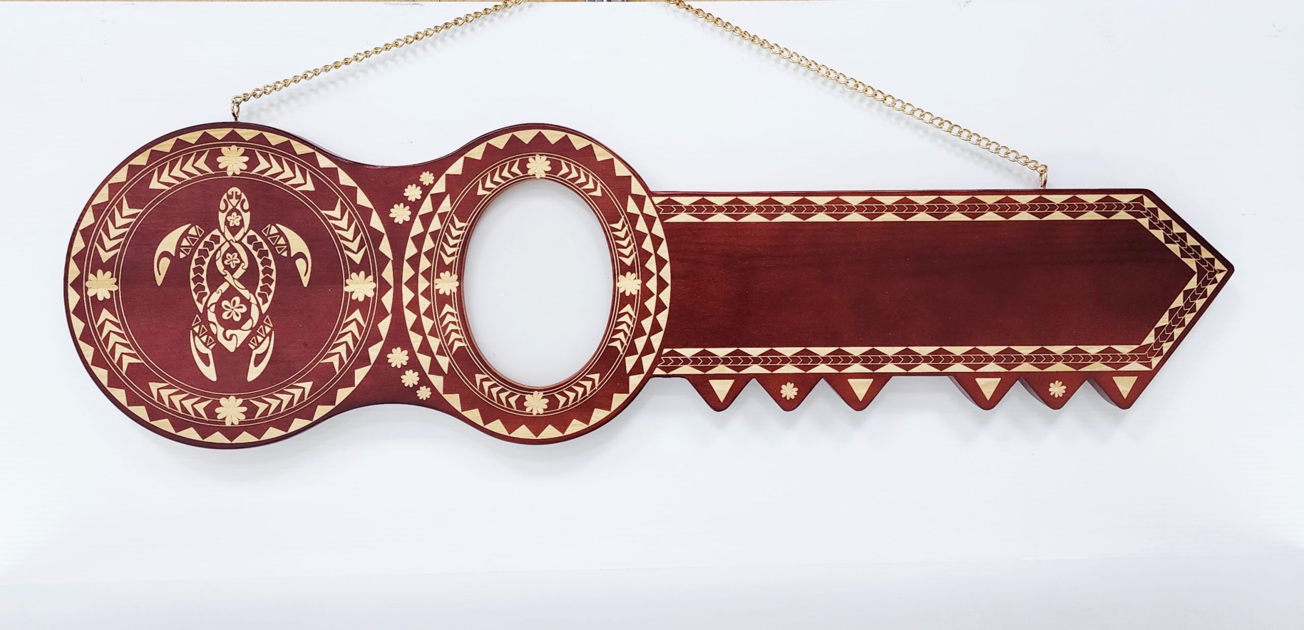 Island Design Wooden Birthday Key with "Turtle" Laser Engraved  – SJ2103DB 21st Keys 