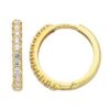 9ct Yellow Gold CZ Huggie Earrings, 2mm x 12mm, with Sparkling Cubic Zirconia Stones & Polished Finish - 5ER0473