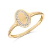 9ct Yellow Gold Diamond Set Oval Signet Ring - R2008