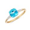 9ct Yellow Gold Square Blue Topaz & Diamond Ring - R2022BTDC