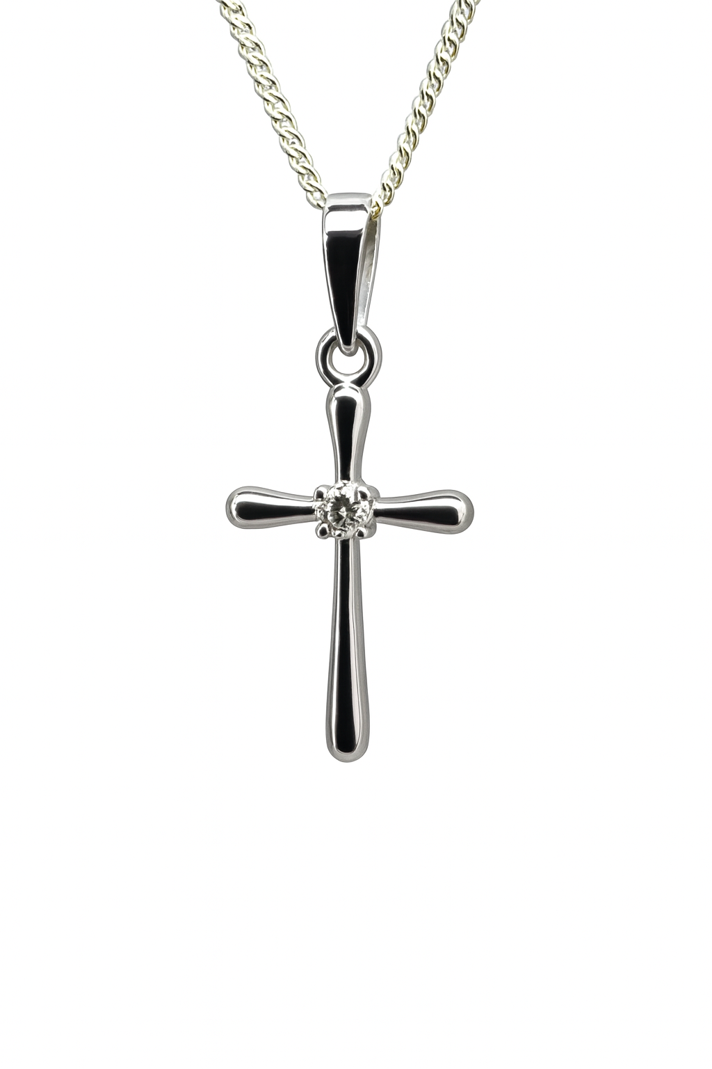 Sterling Silver Cross Pendantwith CZ Setting and Complimentary Chain - S119623P/2 Sterling Silver Pendants 