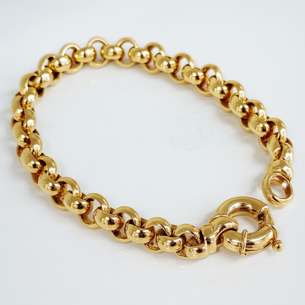 9ct Gold Heavy Belcher Bracelet with Bolt Ring Clasp – 20cm - 9YGDOZZ STERLING SILVER EARRINGS 