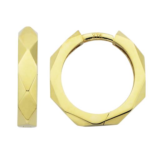 9ct Yellow Gold Faceted Huggie Earrings, 2.6mm x 10mm, Featuring a Polished Finish & Secure Hinged Clasp - 5ER0482 Gold Earrings 