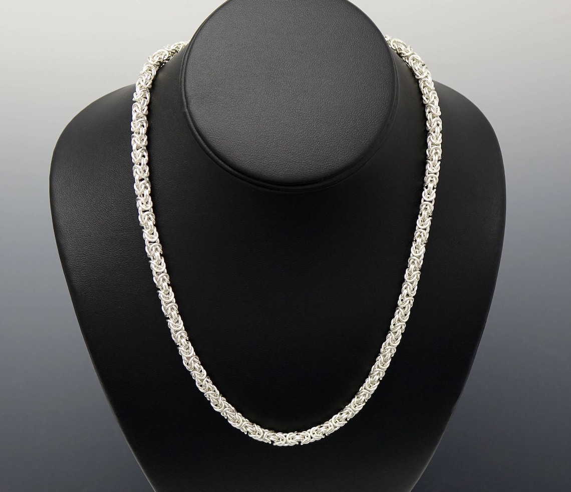 Sterling Silver Byzantine Chain 65cm Length, 5.40mm Width - HRBZ9065 Seiko 