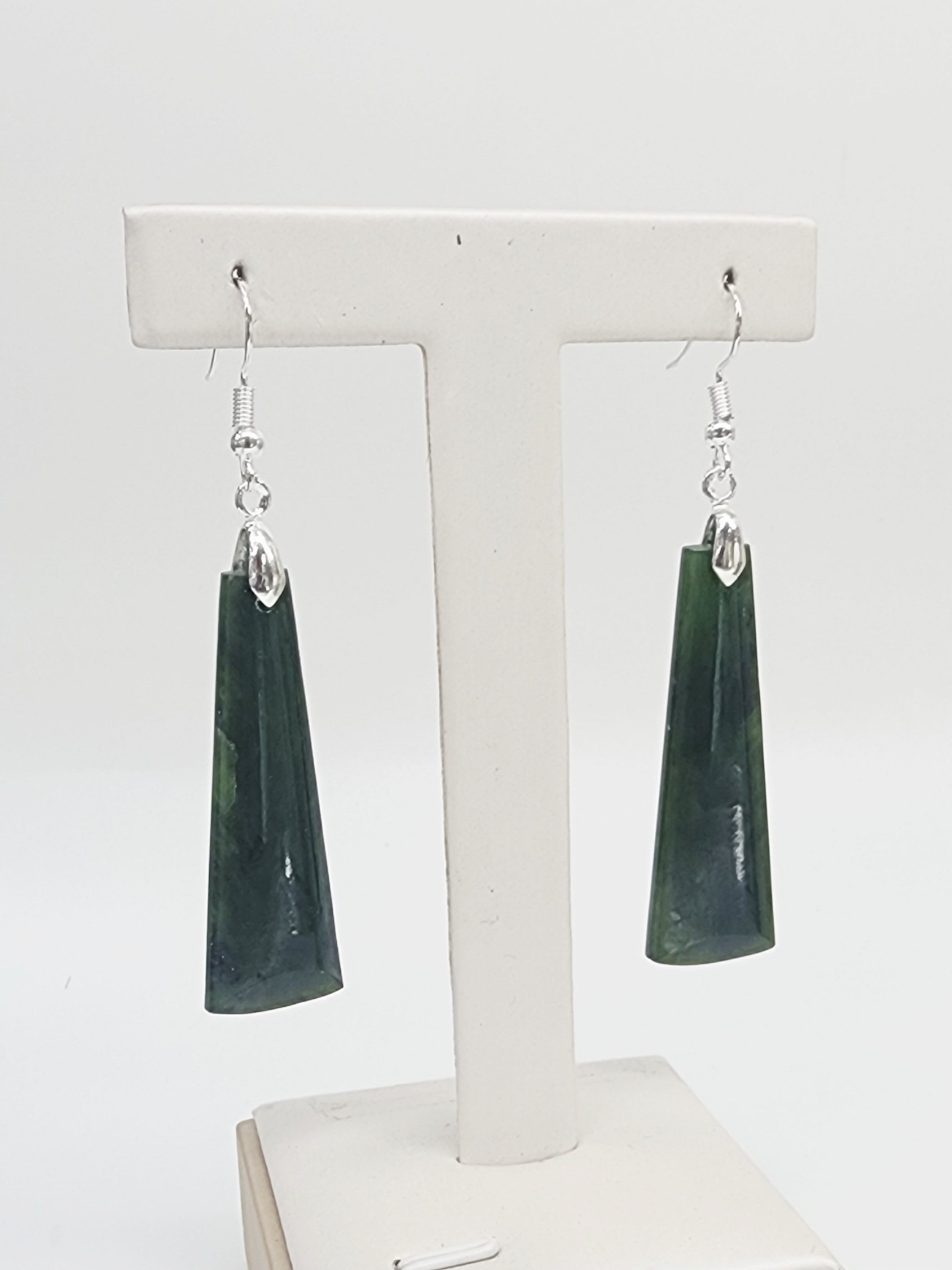 Greenstone Adze Drop Earrings with Sterling Silver Hooks – 47mm Greenstone?Jewellery 
