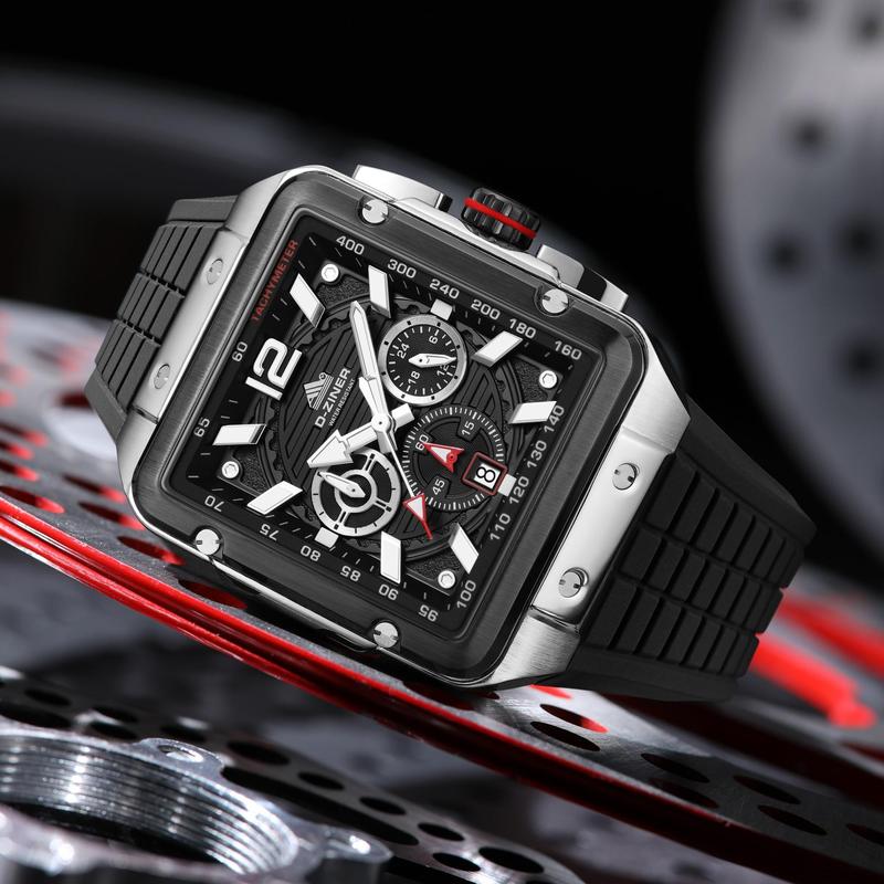 D-ZINER DZ Series Men’s Watch – Silver Case with Black Dial & Strap, 44 mm, 30 m Water Resistant CASIO 