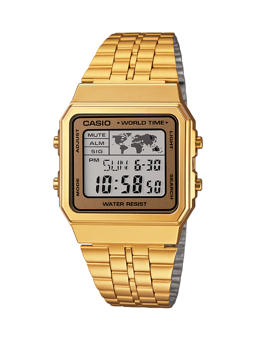 Vintage Gold-Tone Digital World-Time Watch – Casio A500WGA-9D CASIO 