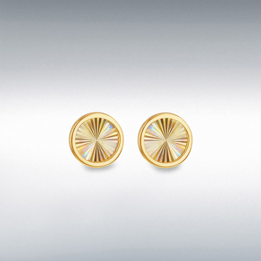 9ct Yellow Gold Rainbow Circle Stud Earrings – 8mm x 8mm Seiko 