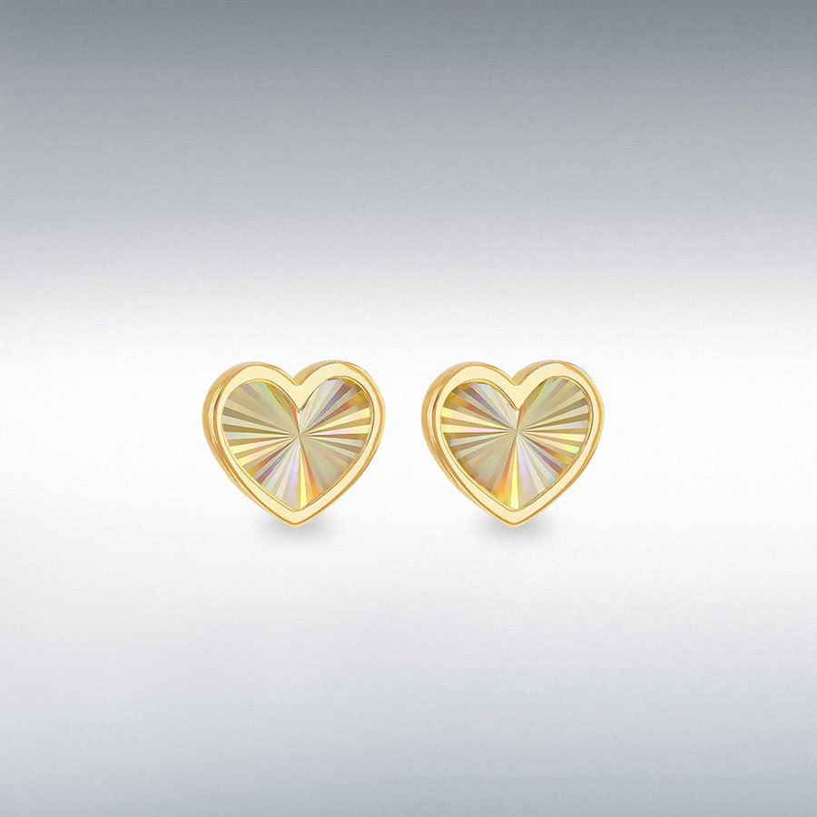 9ct Yellow Gold Rainbow Heart Stud Earrings – 8.5mm x 7mm Seiko 
