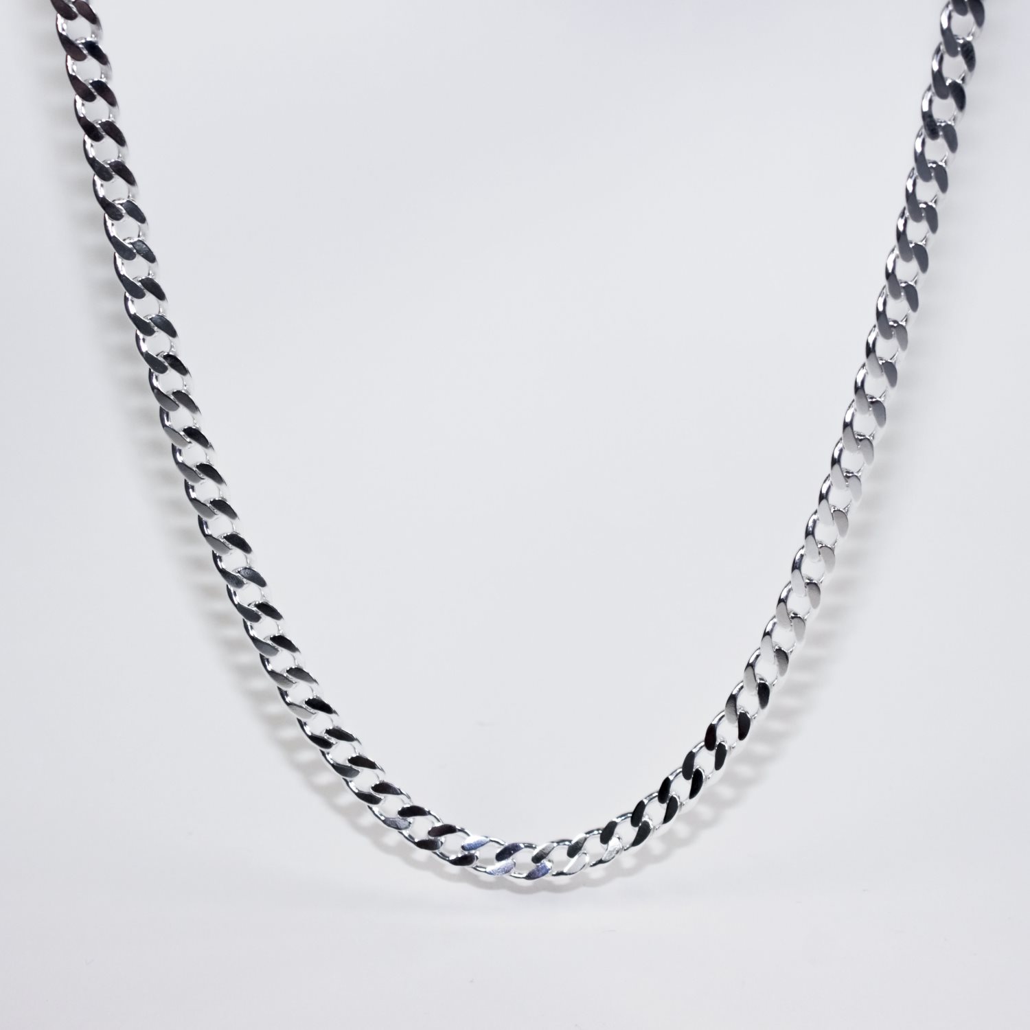 Sterling Silver FCD150 Flat Diamond-Cut Curb Link Chain with Lobster Catch Sterling Silver Chains 