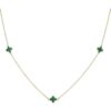 9ct Yellow Gold 3 Malachite Clover Petal Necklace 41-43cm - 9CT3MAL