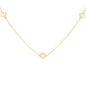 9ct Yellow Gold 3 Mother of Pearl Clover Petal Necklace 41-43cm - 9CT3MOP Gold Bracelets 