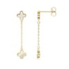 9ct Yellow Gold Mother Of Pearl Clover Petal Drop Earrings