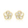9ct Yellow Gold Mother fo Oearl Flower Stud Earrings