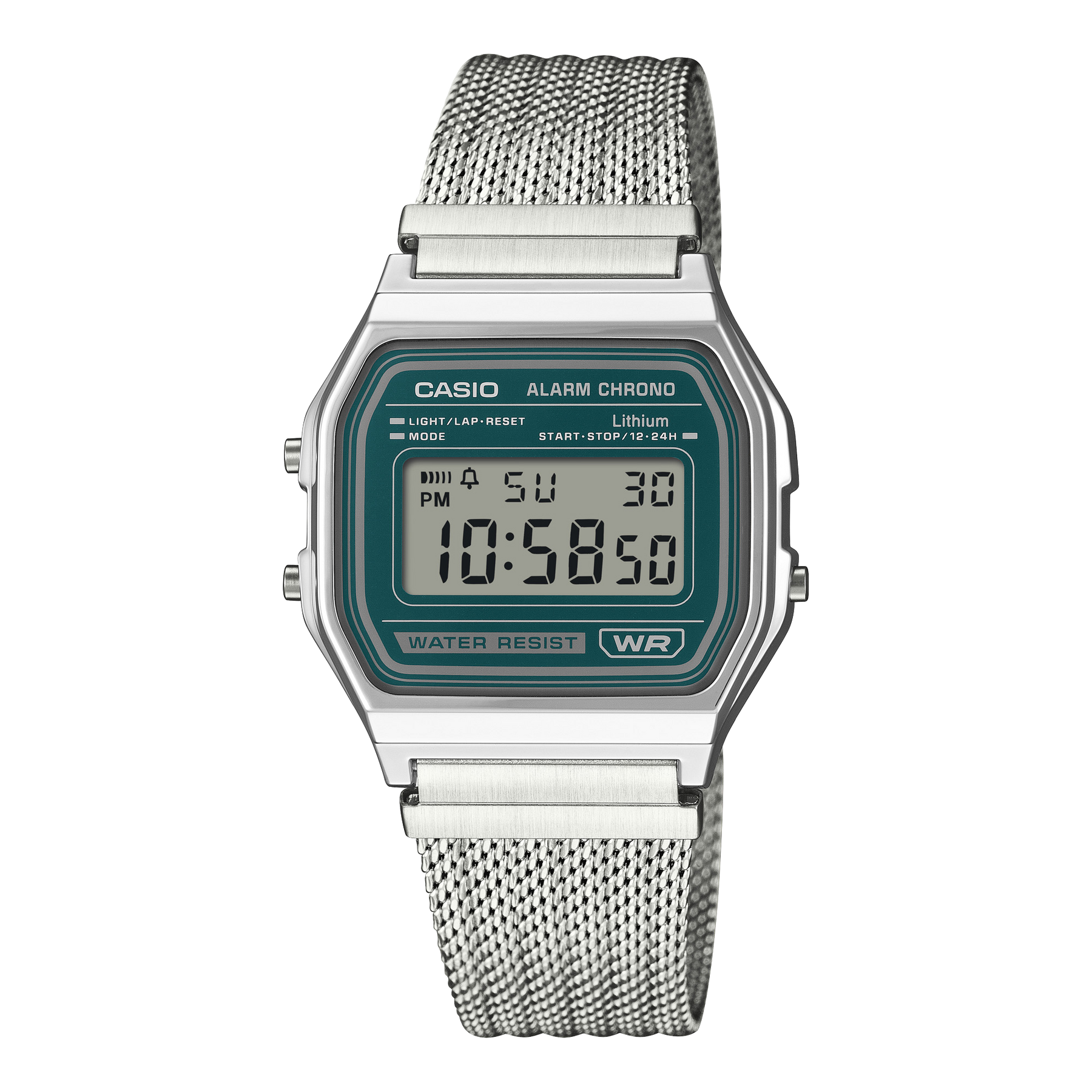 Casio A158WEM-3D Classic Digital Watch Fine-Woven Mesh Band GUESS 