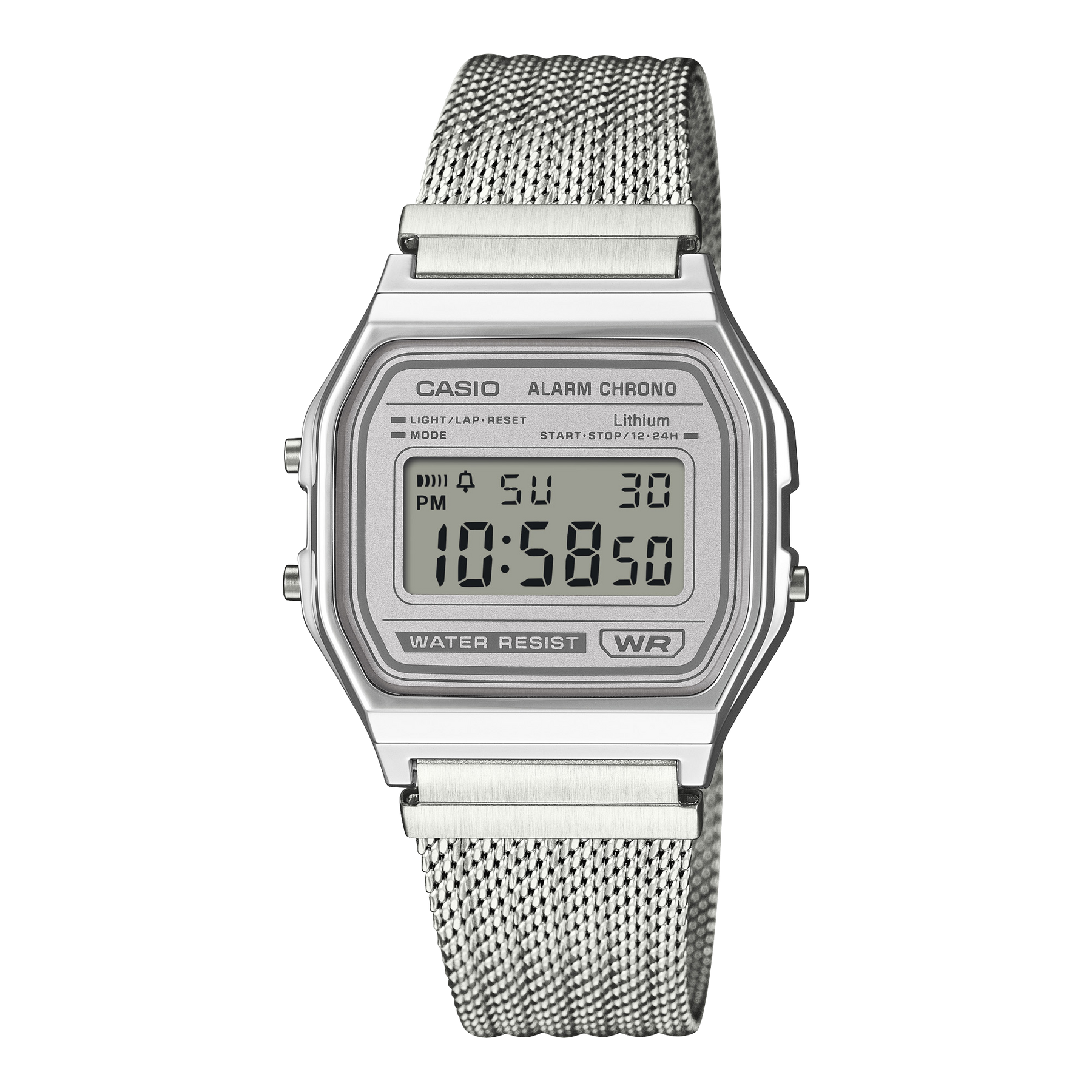 Casio A158WEM-7D Classic Digital Watch Fine-Woven Mesh Band GUESS 