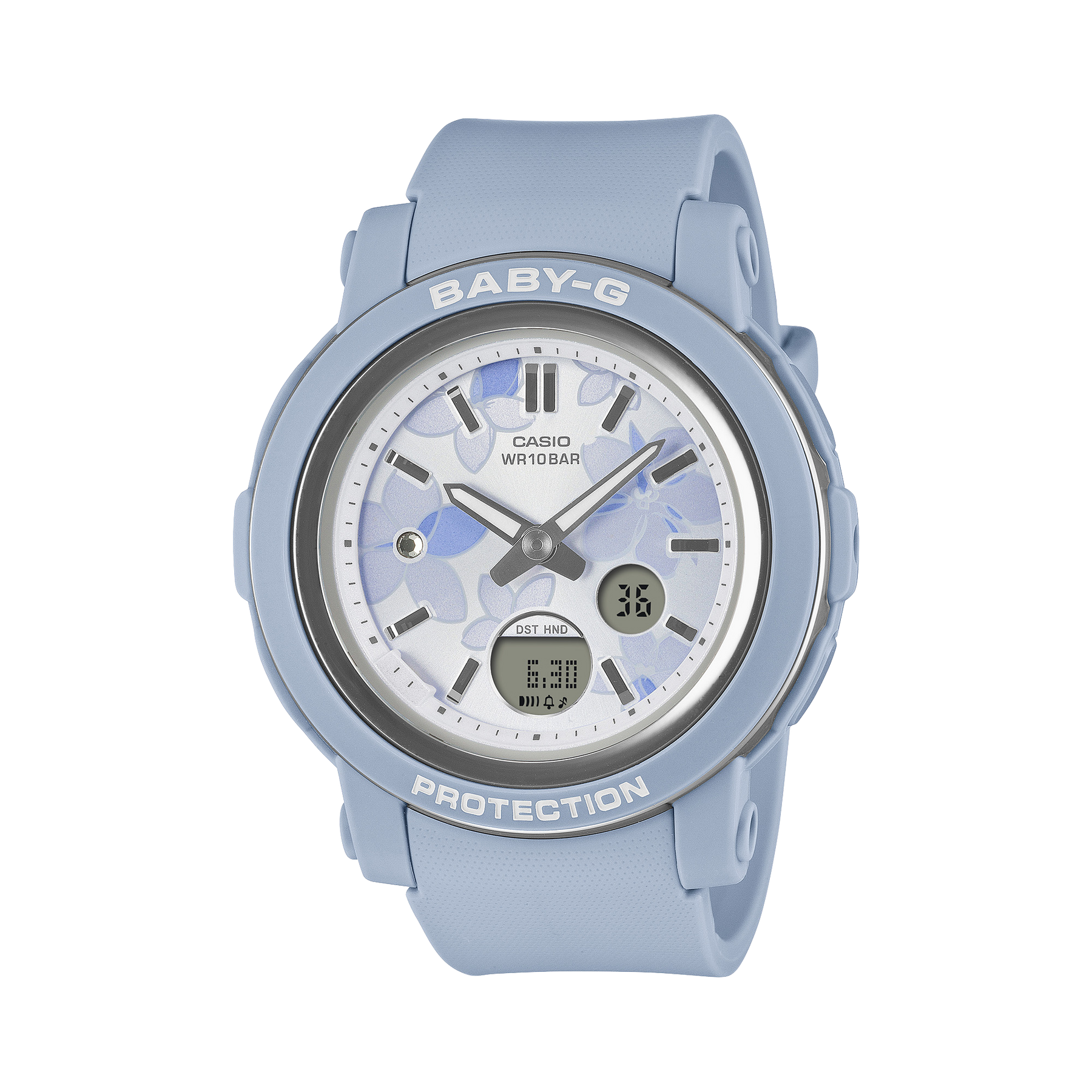 Casio BABY-G BGA-290FL-2ADR Digital-Analog Resin Watch – Blue Floral, Shock Resistant, 100M WR GUESS 