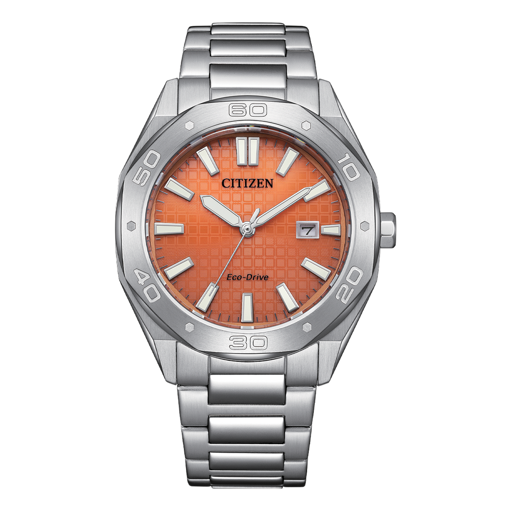 Citizen Eco-Drive BM7630-80Z Men’s Stainless Steel Watch with Orange Dial – Solar Powered, 100m WR Citizen Eco-Drive 