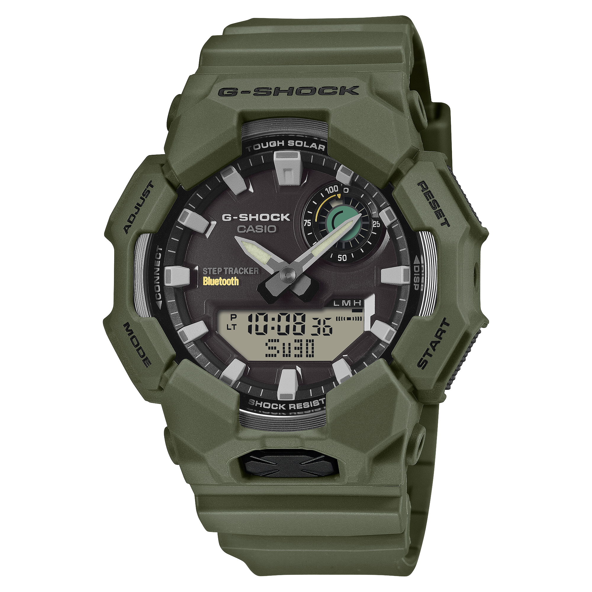 CASIO G‑SHOCK GA‑B010‑3ADR Tough Solar Bluetooth Step‑Tracker Watch — Green GUESS 