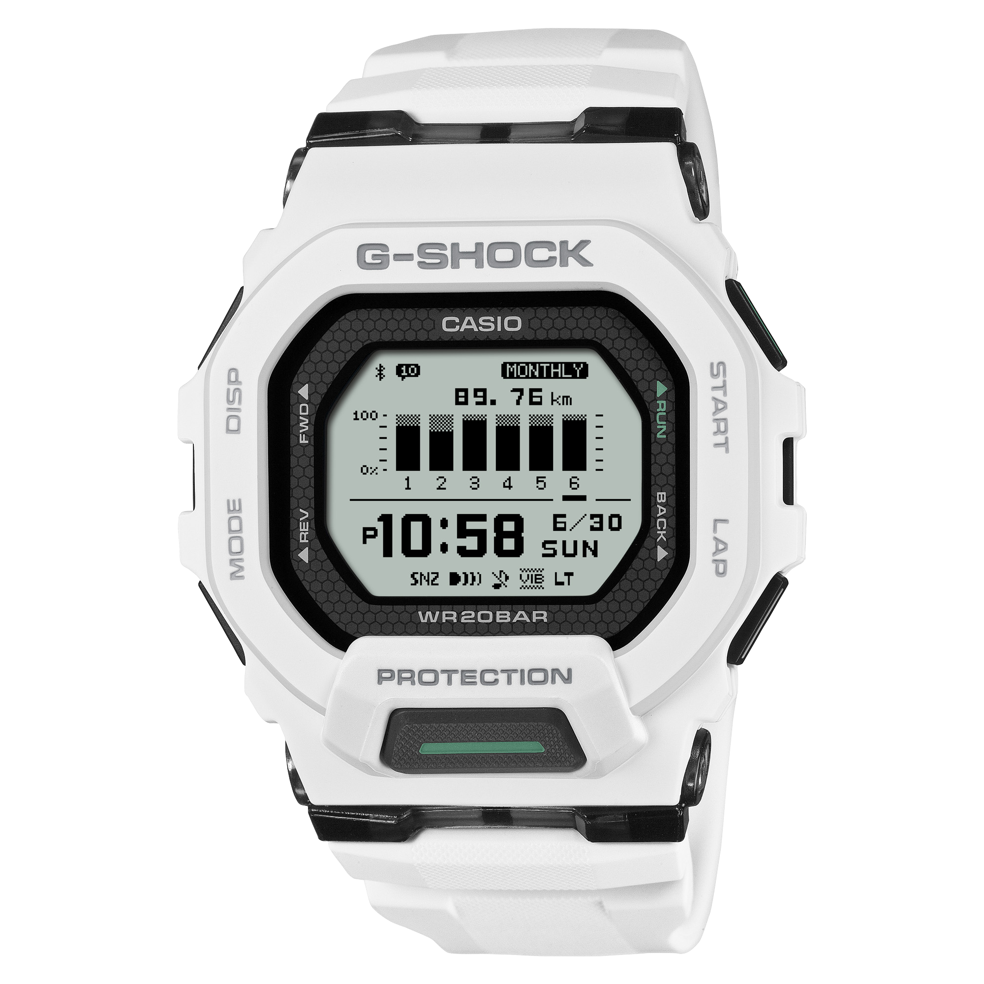 CASIO G‑SHOCK GBD‑200‑7DR Bluetooth Step‑Tracker Sports Watch — White GUESS 