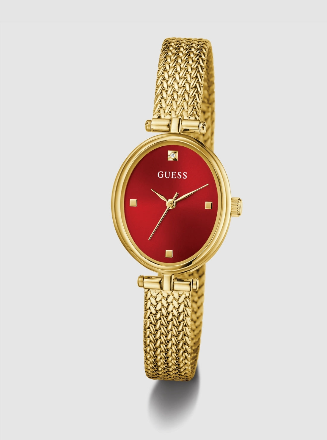 Gold Ruby Red Dial Mesh Watch - GW0935L4 GUESS 