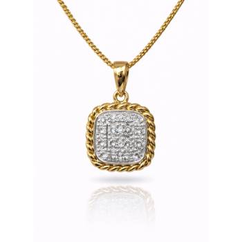 18ct Yellow Gold 0.18ct Natural Diamond Cushion Halo Pendant - 18KR45196PL Gold Rings 