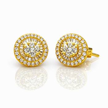 18ct Yellow Gold 0.77ct Natural Diamond Round Halo Stud Earrings - 18KR18891EL Gold Rings 