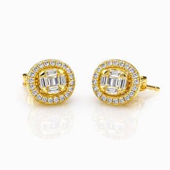 18ct Yellow Gold Oval Diamond Halo Stud Earrings – 0.28ct TDW - 18KR36286EL Gold Rings 