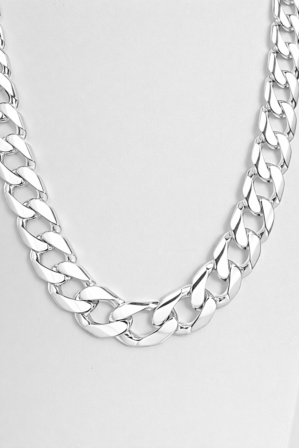 Sterling Silver 12.50mm Cuban Link Chain Necklace – High Polish – 18mm Parrot Clasp - SSCYBA87 Sterling Silver Chains 