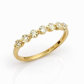 18ct Yellow Gold 0.748ct Natural Diamond Wedding Band 8 Stone Claw Set - 18KR39508EL Gold Rings 
