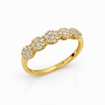 18ct Yellow Gold Natural Diamond Cluster Ring 0.38ct TDW Five-Cluster Design - 18KR20940PL Gold Rings 