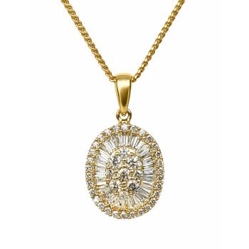 18ct Yellow Gold Natural Diamond Oval Pendant – 0.40ct Round & Baguette Diamonds - 18KR25747PAL Gold Rings 