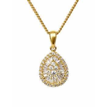 18ct Yellow Gold Natural Diamond Teardrop Pendant 0.364ct Round & Baguette Cut - 18KR25667PAL Gold Rings 