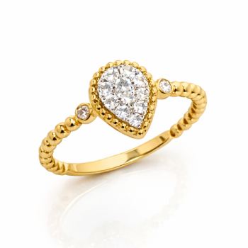 18ct Yellow Gold Teardrop Diamond Ring 0.174ct Natural Diamonds - 18KR45198L Gold Rings 