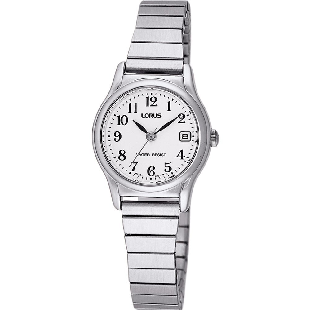 Lorus Ladies Stainless Steel Watch – White Dial, Date Display, Quartz (RJ205AX-9) LORUS 