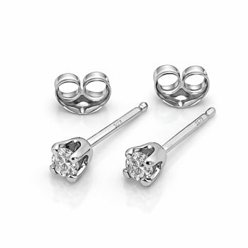 9ct White Gold Lab Grown Diamond Stud Earrings 0.10ct Total, D–F Colour VS Clarity, 4 Claw Setting - 9WDS10 21st Keys 
