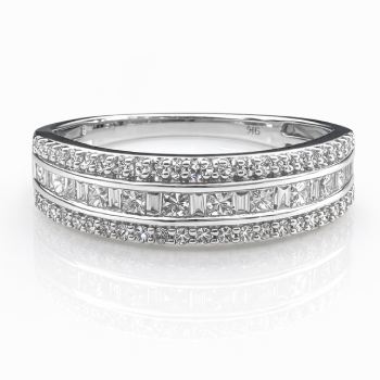 9ct White Gold Triple-Row Natural Diamond Band 0.62ct TDW - R43670 Gold Rings 