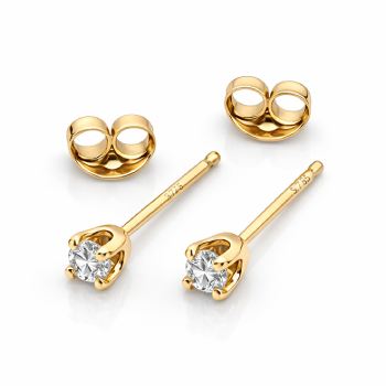 9ct Yellow Gold 0.20ct Lab Grown Diamond Stud Earrings, D-F VS, 4 Claw Setting - 9YDS20 21st Keys 