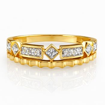 9ct Yellow Gold Diamond Band Ring 0.08ct Natural Diamonds - AJR28747 Gold Rings 