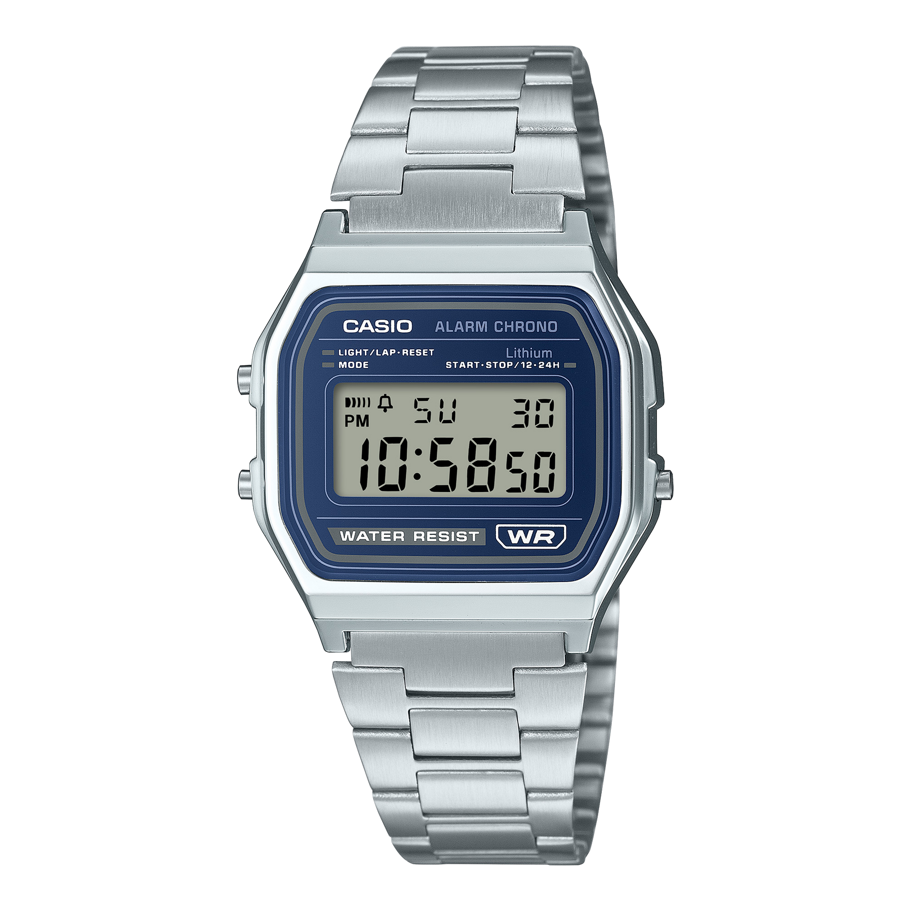 Casio Digital Vintage Blue Dial Stainless Steel Band - A158WEA-2D G-SHOCK 
