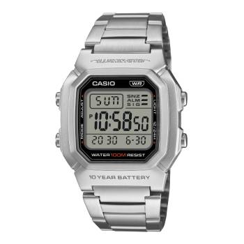 CASIO Digital 100M WR, 10Yr Battery Stainless Steel Band & Case - W800HD-1A CASIO 